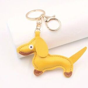 NEW Dachshund Leather Keychain